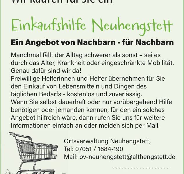 Einkaufshilfe der Nahversorgung Neuhengstett