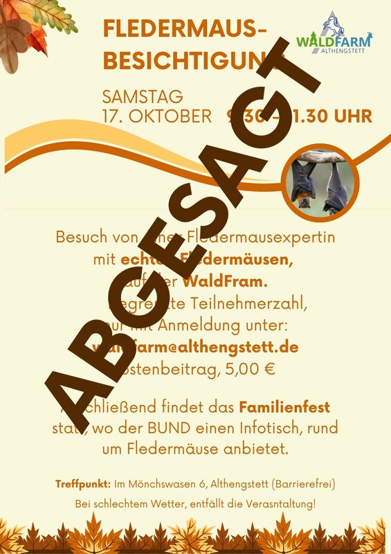Fledermausbesichtigung Abgesagt